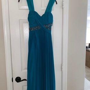 Beautiful Multicolored bead detailed blue formal gown!